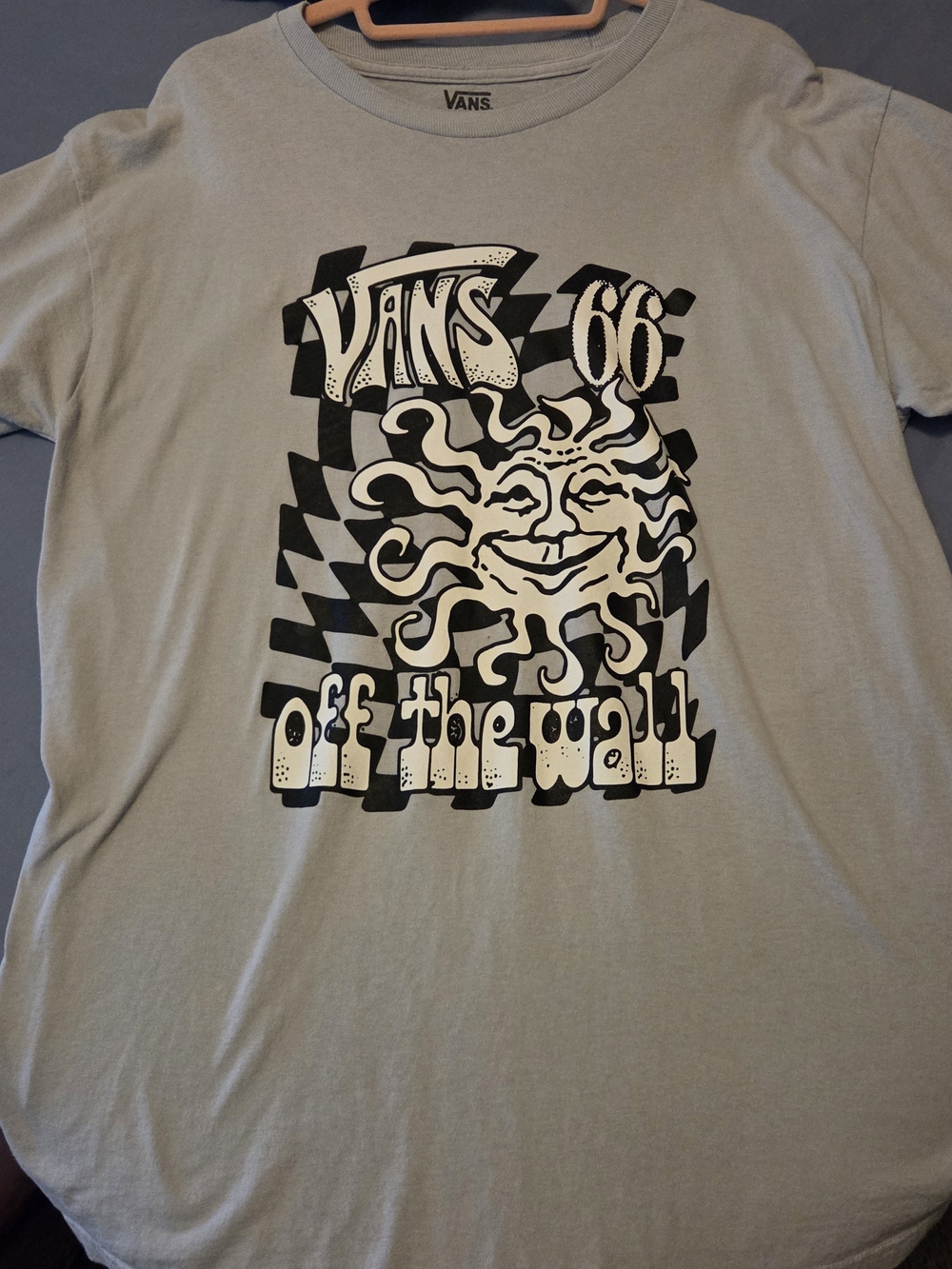 Vans Light Gray Short Sleeve Tee with Black Sun Graphic